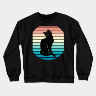 Black cat watching sunset Crewneck Sweatshirt